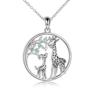 Sterling Silver Giraffe Pendant Necklace-53