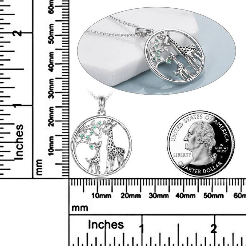 Collar con colgante de jirafa de plata de ley-3