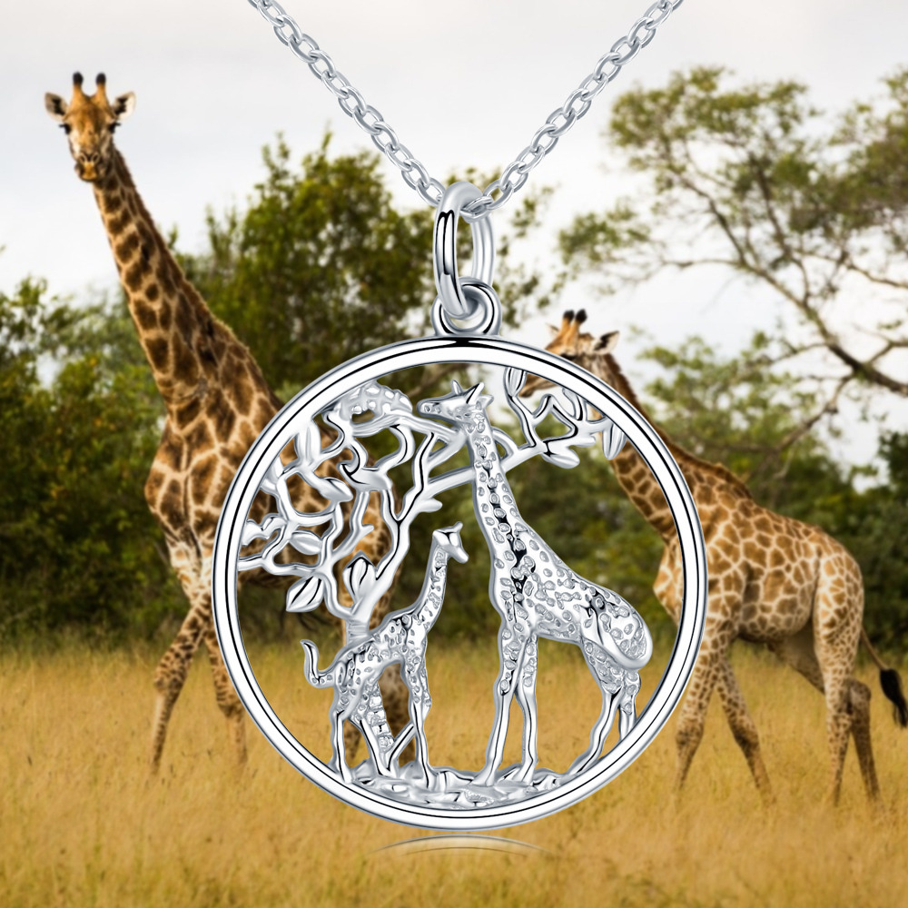 Collier pendentif girafe en argent sterling-5