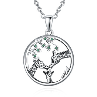 Sterling Silver Giraffe Pendant Necklace-4