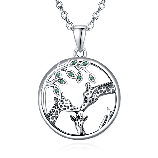 Collier en argent sterling avec pendentif girafe-1