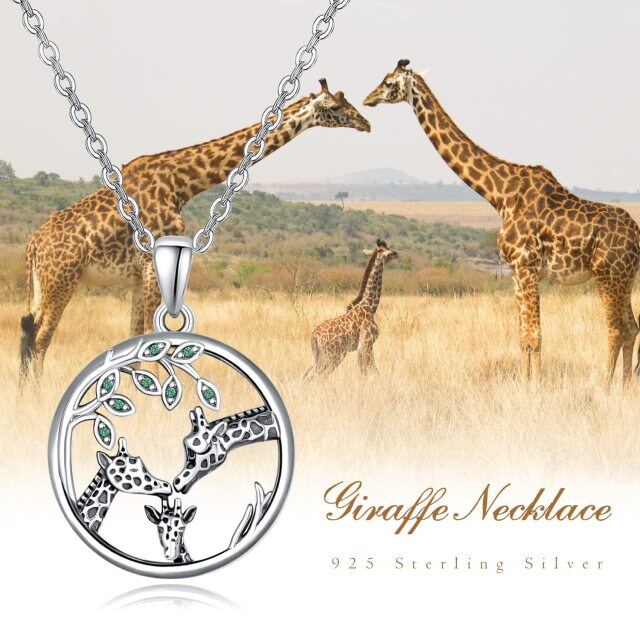 Sterling Silber Giraffe Anhänger Halskette-6