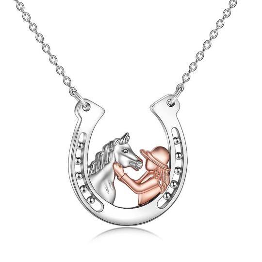Halsketten mit Hufeisenanhänger aus Sterlingsilber für Mädchen und Pferde