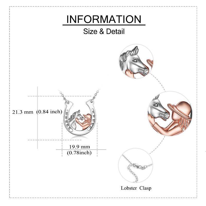 Colliers à pendentif en argent sterling en forme de fer à cheval pour filles et chevaux-4