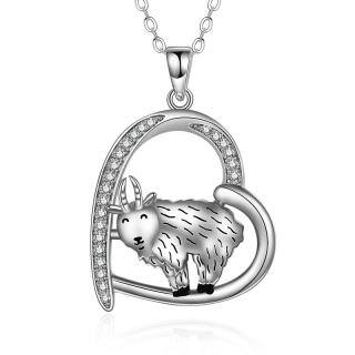 Sterling Silver Cubic Zirconia Goat Pendant Necklace-54