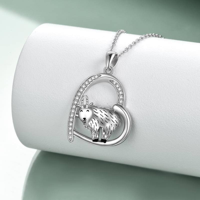 Collana con ciondolo a forma di capra in argento sterling con zirconio cubico-4