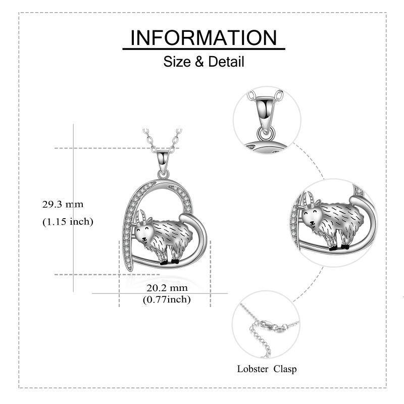 Collana con ciondolo a forma di capra in argento sterling con zirconio cubico-5