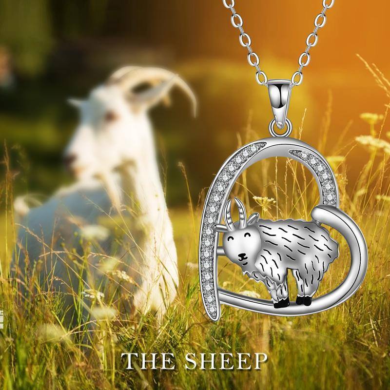 Collana con ciondolo a forma di capra in argento sterling con zirconio cubico-6
