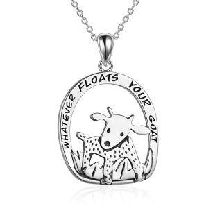 Sterling Silver Goat Pendant Necklace with Engraved Word-4