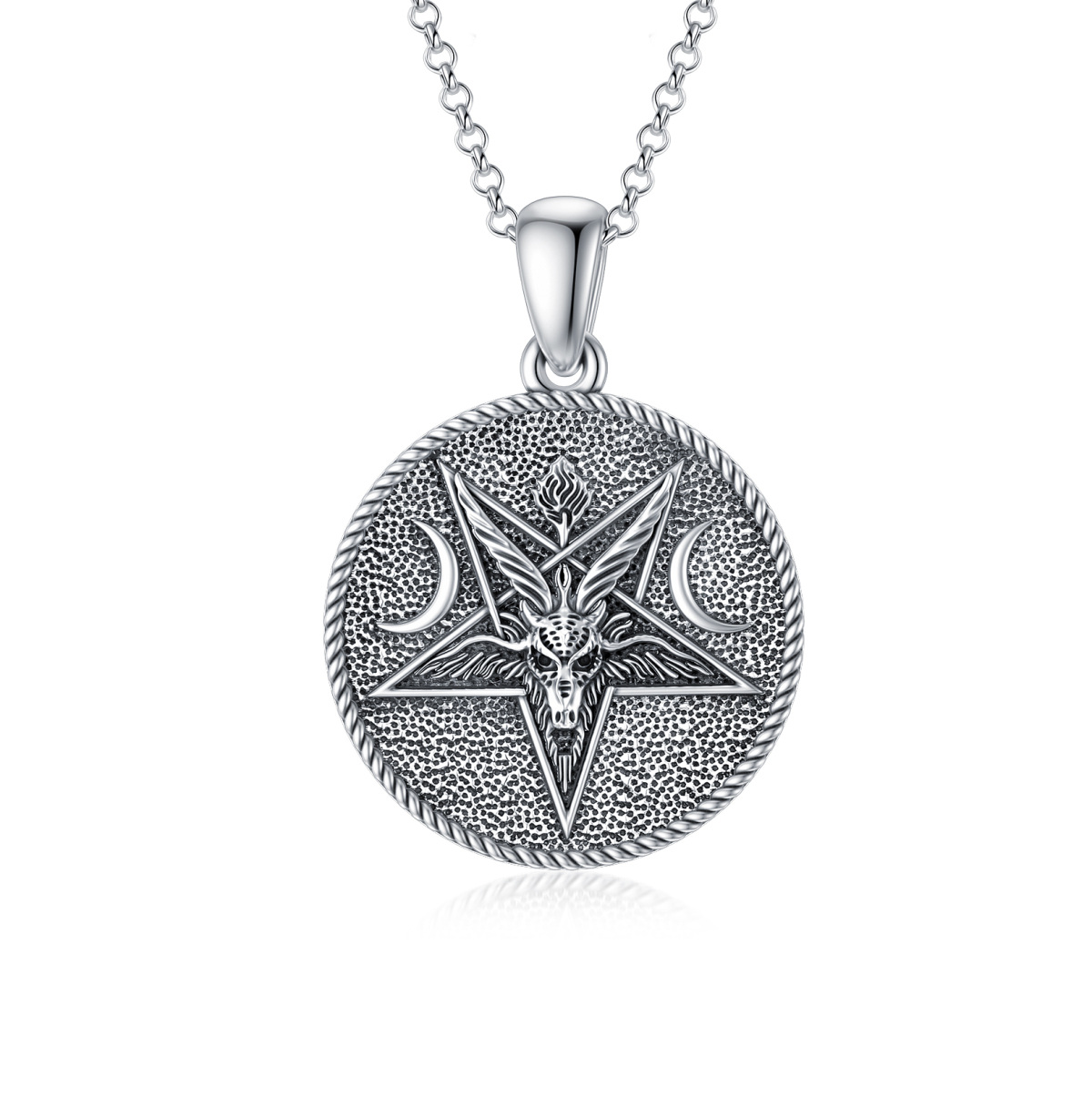 Collier en argent sterling avec pendentif chèvre et pentagramme pour hommes-1