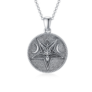 Sterling Silver Goat & Pentagram Pendant Necklace for Men-31