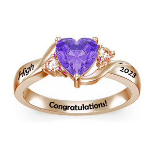 Sterling Silver With Rose Gold Plated Heart Zircon Birthstone Birthstone Ring-27