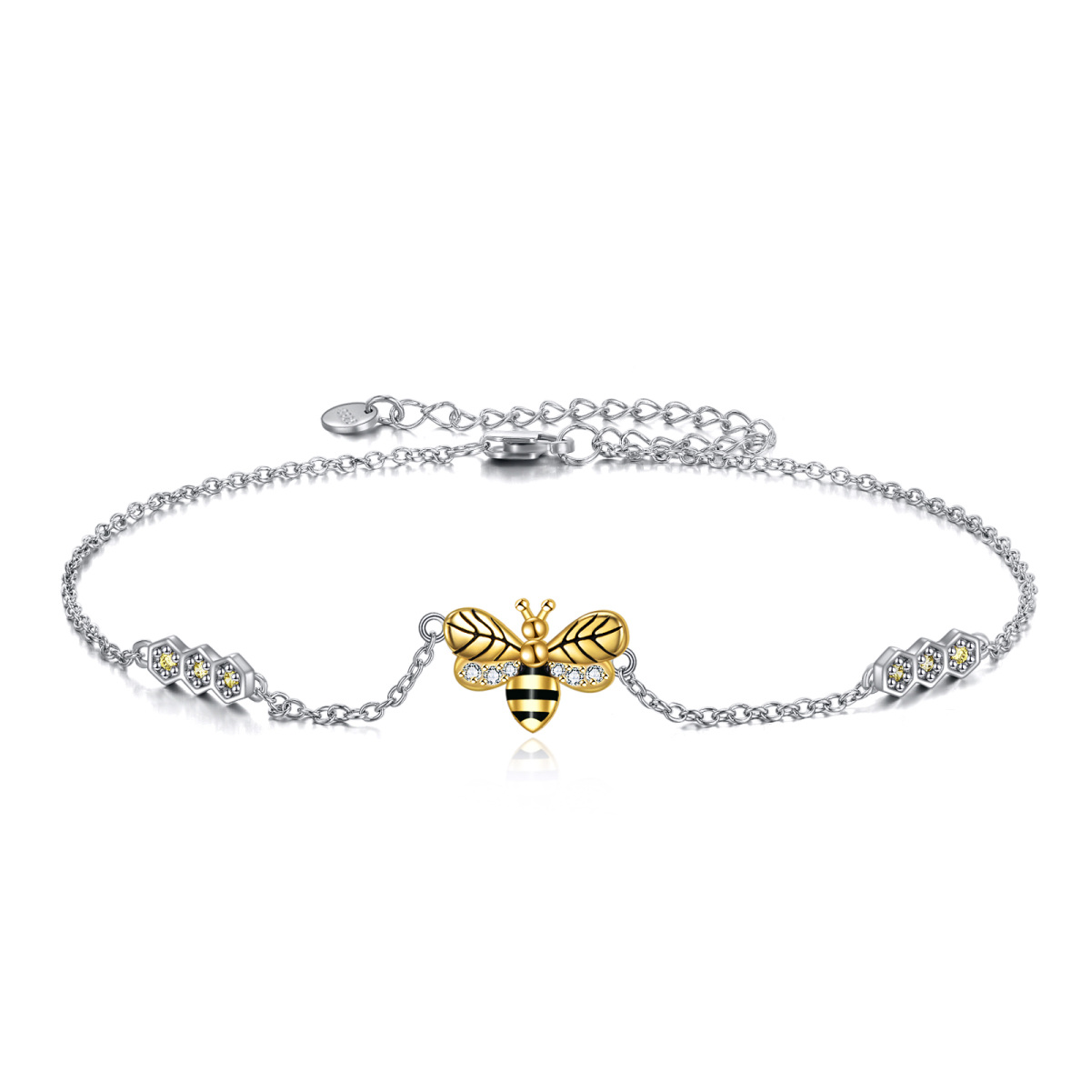 Bijoux de cheville en argent sterling plaqué or en forme d'abeille à miel, cadeaux pour femmes-1