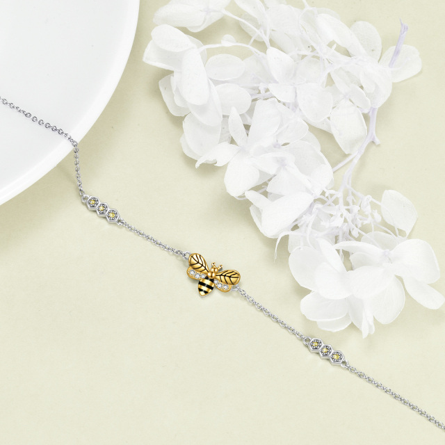 Tobillero con forma de abeja bañado en oro y plata de ley, regalo para mujer-3