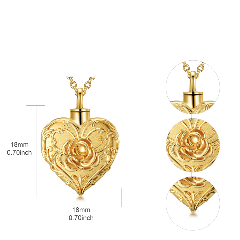 Collier urne funéraire en argent sterling plaqué or jaune avec rose-6