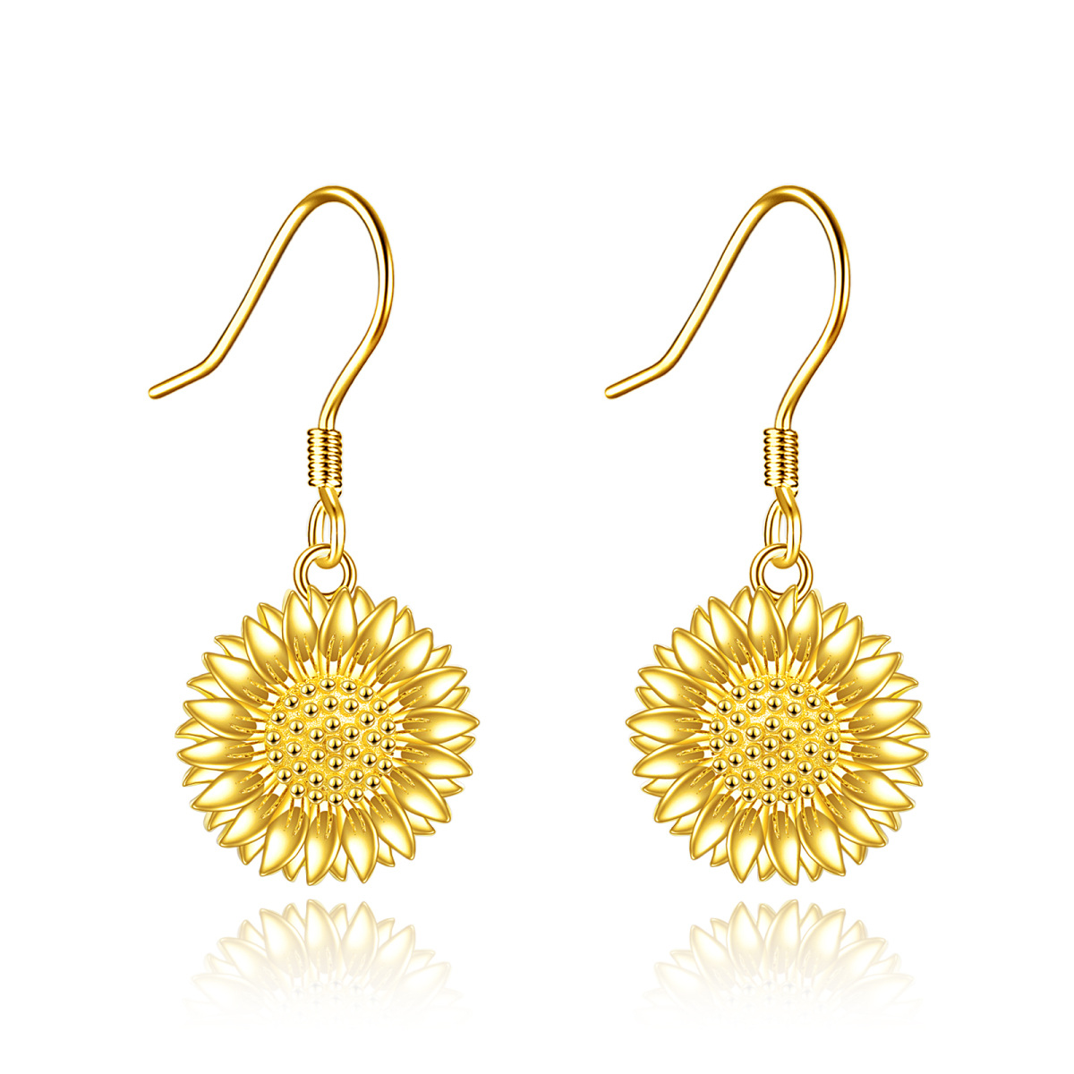 Gold Vermeil Sunflower Drop Earrings for Women-1