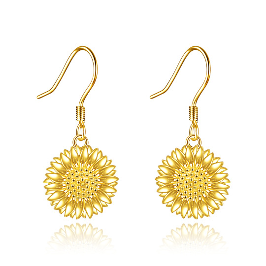 Boucles d'oreilles pendantes en or vermeil avec tournesol pour femme