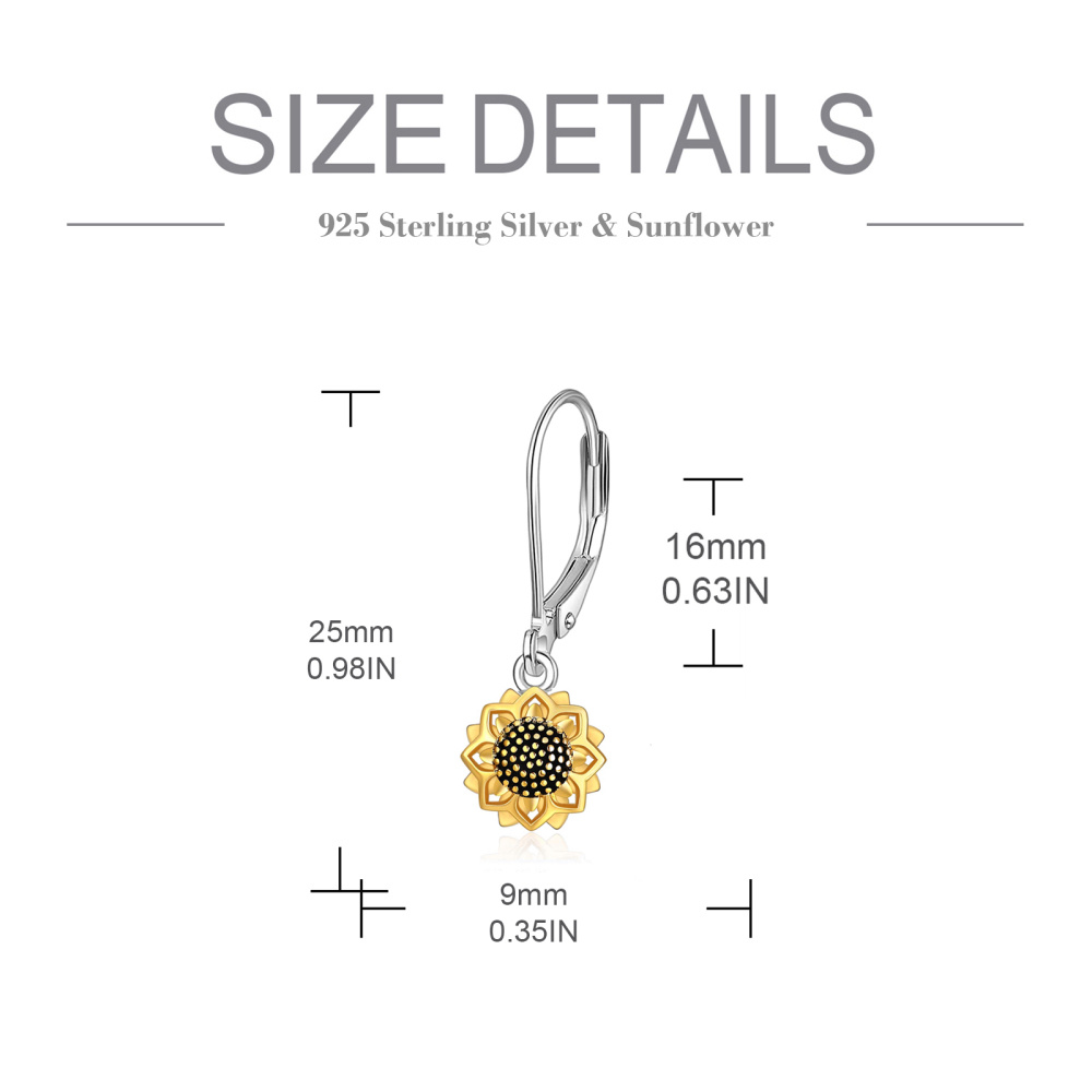 925 Sterling Silver Gold Plated Sunflower Necklace & Earrings & Ring-4