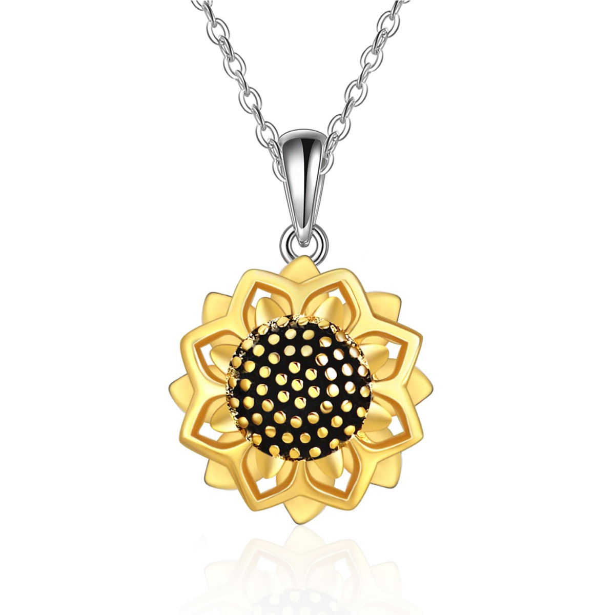 Collier en argent sterling avec pendentif tournesol-1