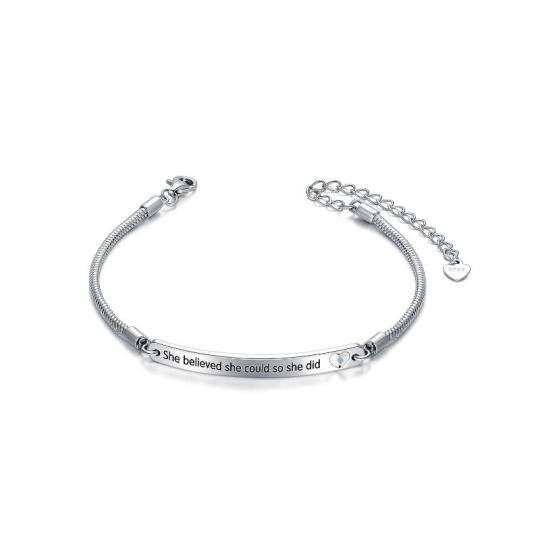 Sterling Silver Graduation Girl Identification Bracelet with Engraved Word