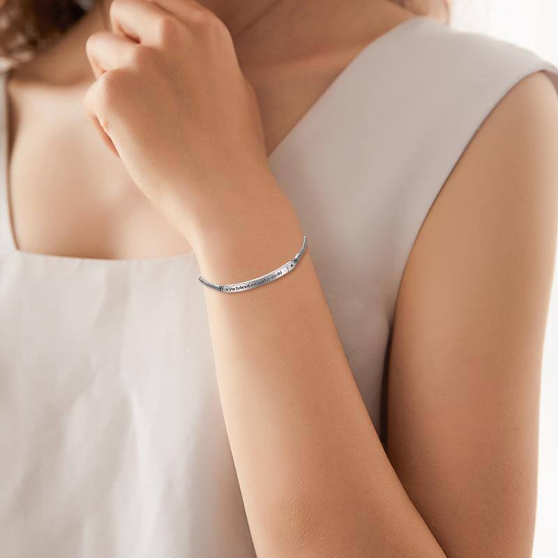 Sterling Silver Graduation Girl Identification Bracelet with Engraved Word-2