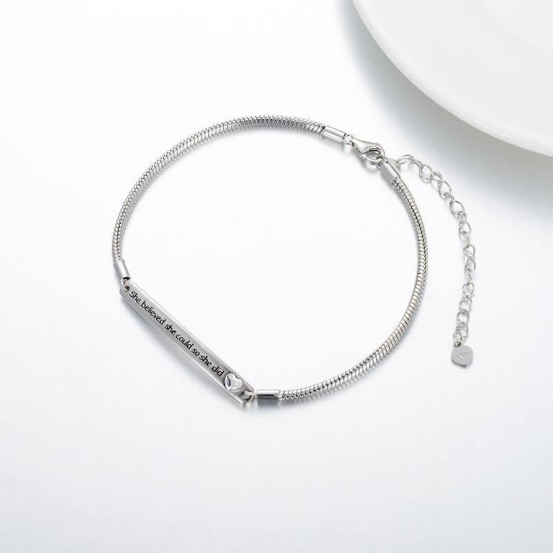 Sterling Silver Graduation Girl Identification Bracelet with Engraved Word-3