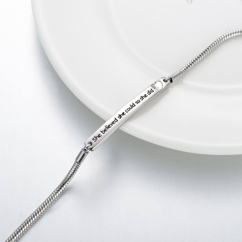 Sterling Silver Graduation Girl Identification Bracelet with Engraved Word-4