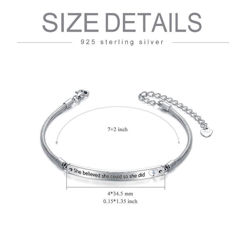 سوار تعريفي لفتاة التخرج من الفضة الإسترلينية مع كلمة محفورة-5