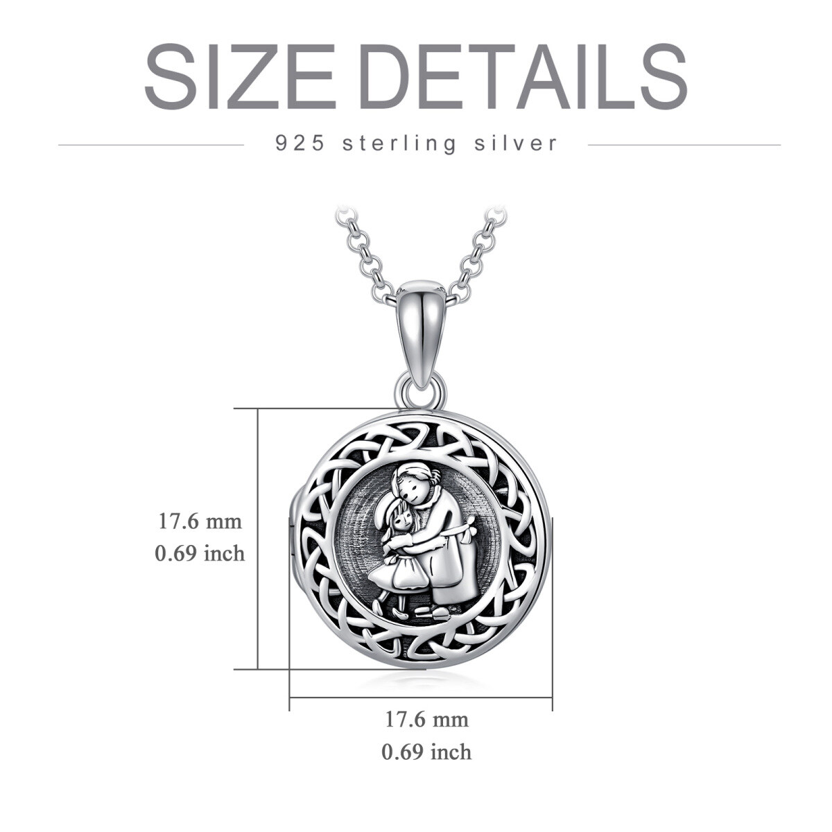 Sterling Silver Grandmother & Celtic Knot Personalized Photo Locket Necklace-3