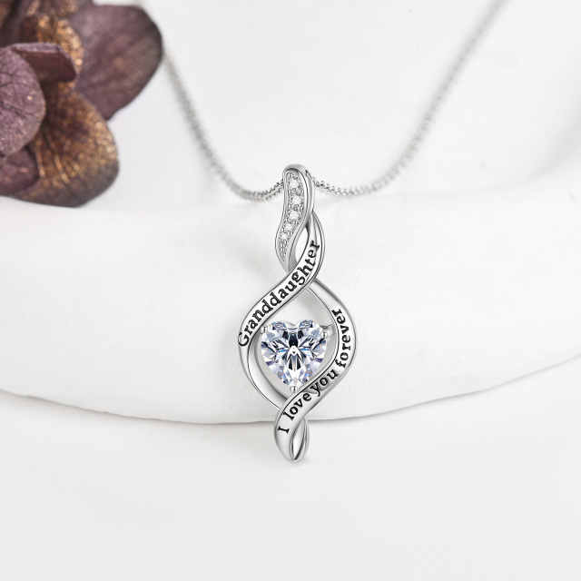 Sterling Silver Cubic Zirconia Grandmother Pendant Necklace-3