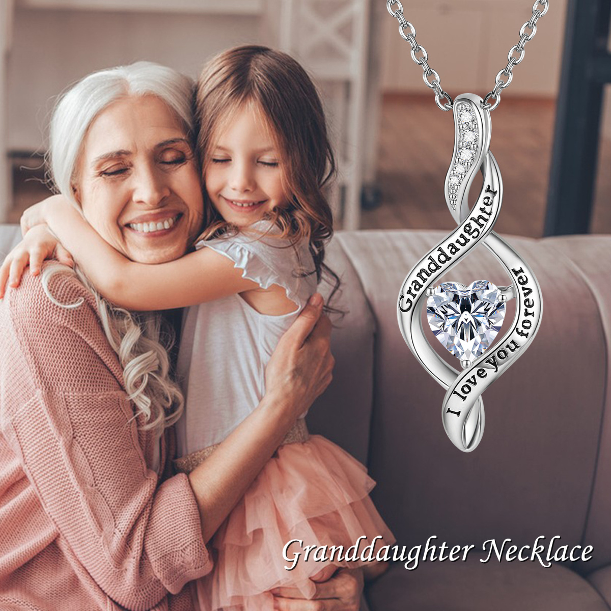 Sterling Silver Cubic Zirconia Grandmother Pendant Necklace-6