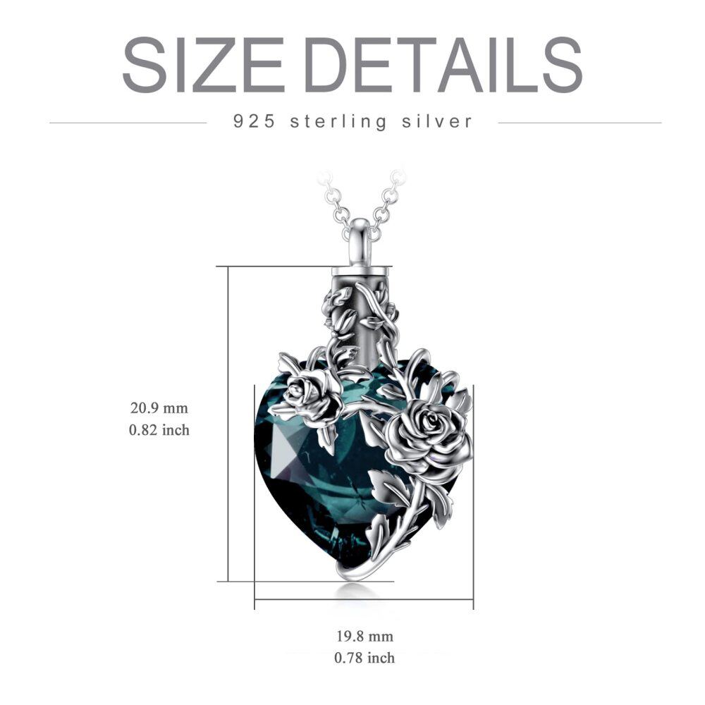 Sterling Silver Heart Shaped Crystal Rose & Heart Urn Necklace for Ashes-5