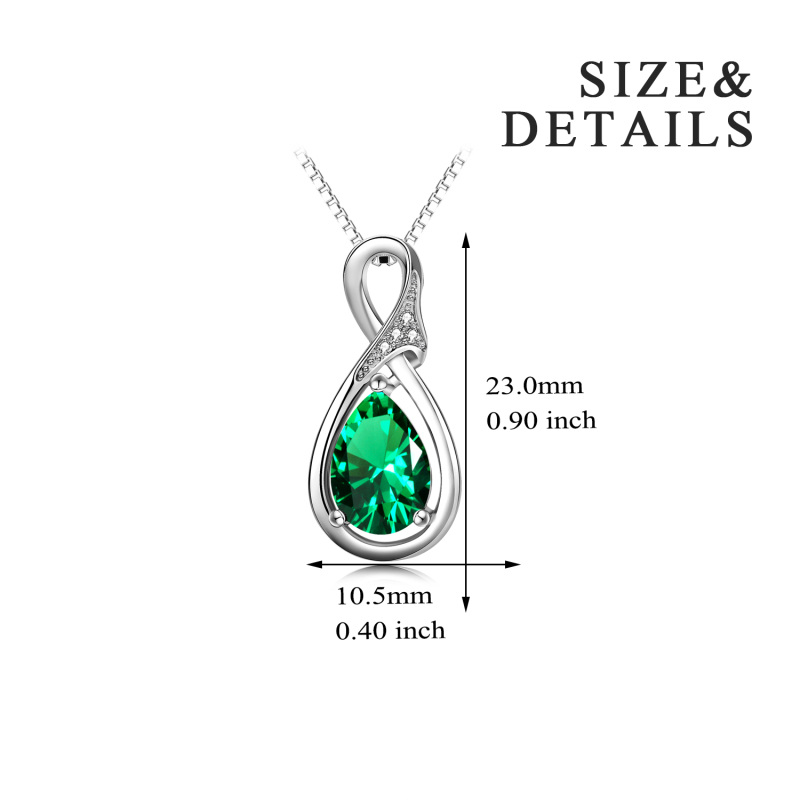 Sterling Silver Green Lab Created Diamond Infinity Symbol Necklace for Women-5