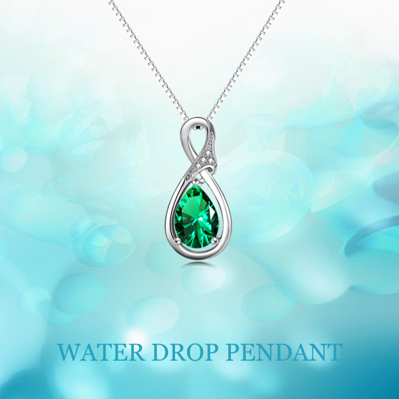 Sterling Silver Green Lab Created Diamond Infinity Symbol Necklace for Women-6