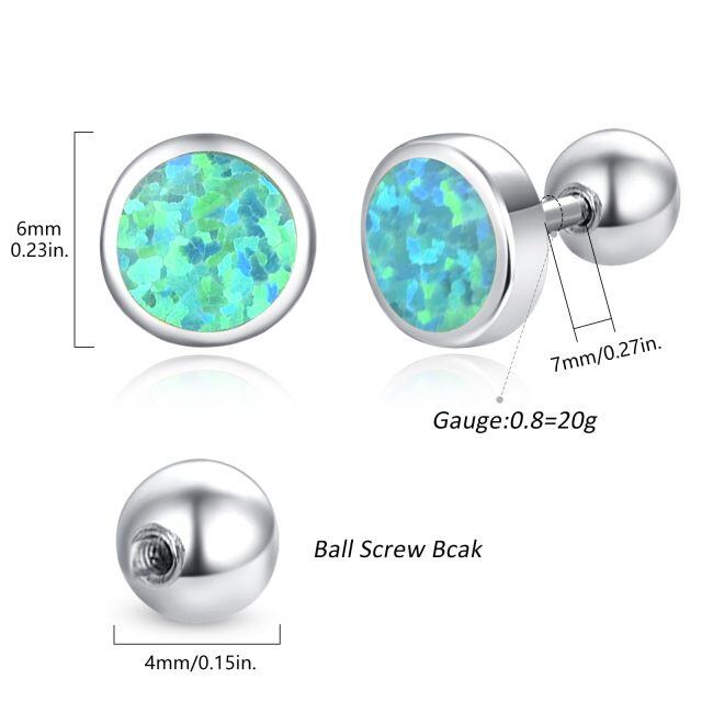 Sterling Silver Green Round Opal Stud Earrings for Women-5