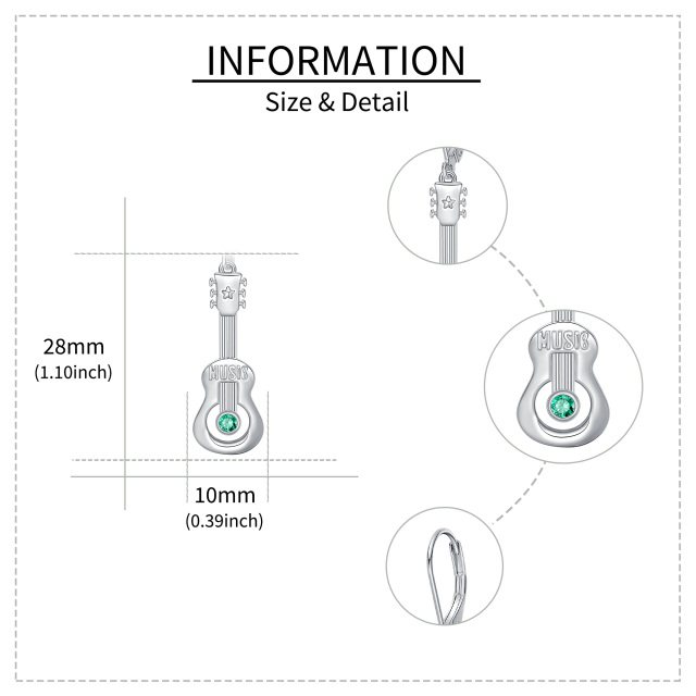 Pendientes de plata de ley Guitarra con circonita cúbica-5