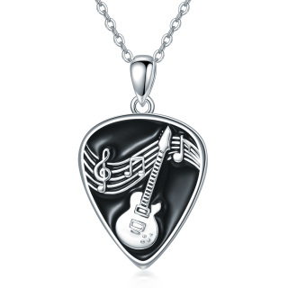Sterling Silver Guitar Pendant Necklace-11
