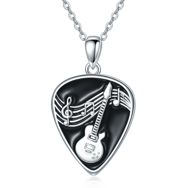 Sterling Silver Guitar Pendant Necklace-1