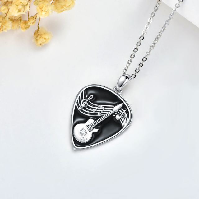 Collana con ciondolo a forma di chitarra in argento sterling-4