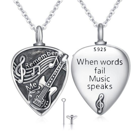 Sterling Zilveren Gitaar Remember Me Crematie Urn Ketting voor As