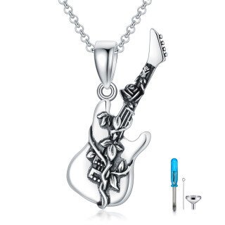 Sterling Silver Guitar Urn Necklace for Ashes-3