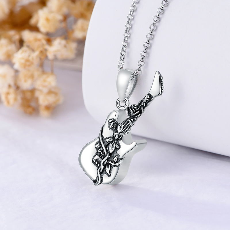Sterling Silver Guitar Urn Necklace for Ashes-2