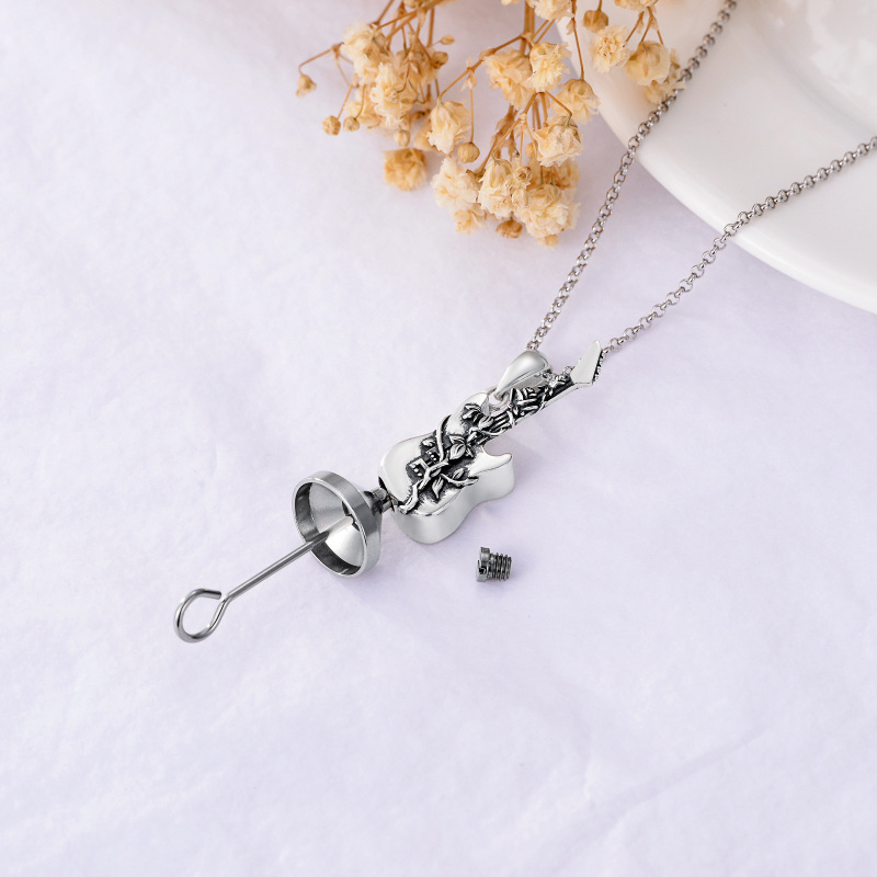 Sterling Silver Guitar Urn Necklace for Ashes-3
