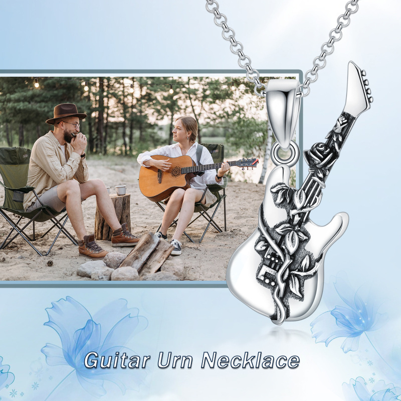 Sterling Silver Guitar Urn Necklace for Ashes-6