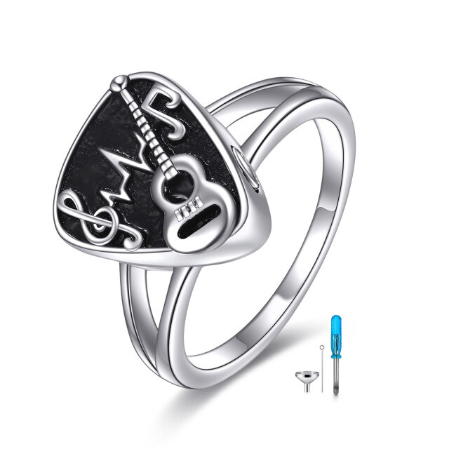 Bague en argent sterling en forme d'urne de guitare-1