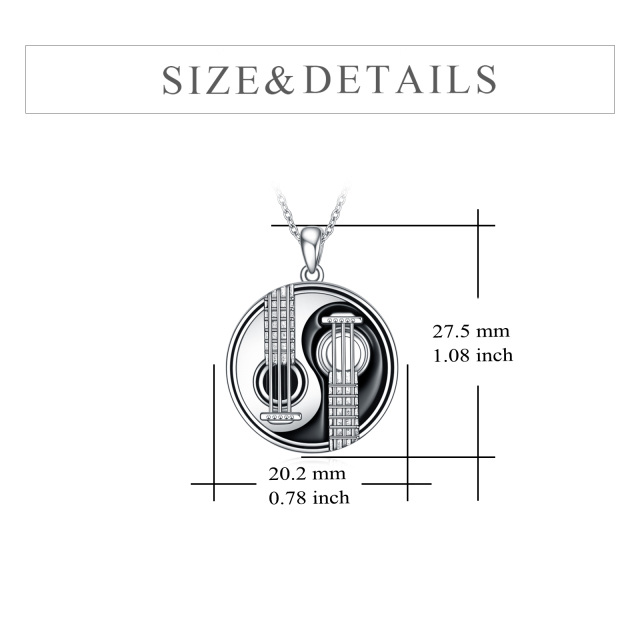 Sterling Silver Guitar & Yin Yang Pendant Necklace-5