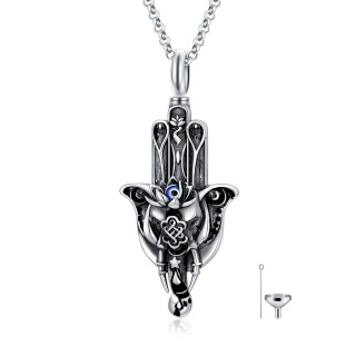 Sterling Silver Hamsa Hand Urn Necklace for Ashes-35