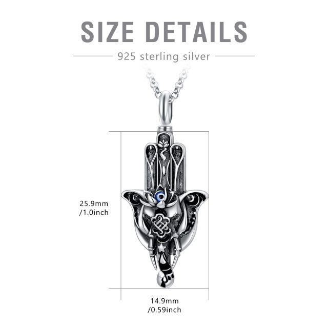 Sterling Silver Hamsa Hand Urn Necklace for Ashes-3