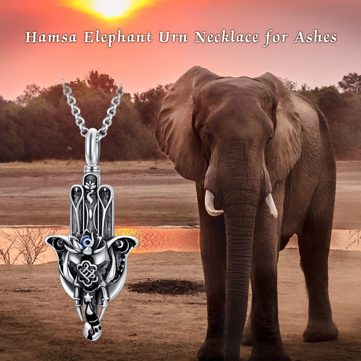 Collier d'urne à main de Hamsa en argent sterling pour cendres-4