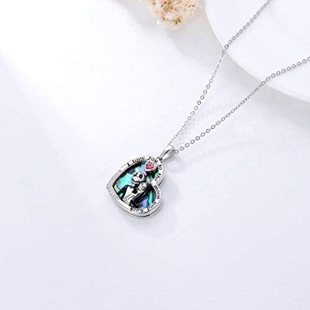 Crânio personalizado 925 Silve Abalone Marisco Foto Medalhão Colares Presentes para Ela-4